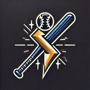 A baseball bat crossed with a lightning bolt