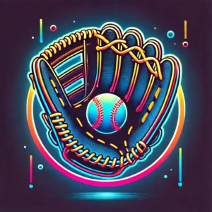 Abstract baseball glove icon with neon colors