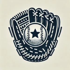 DALL·E 2024-08-27 15.07.29 – A baseball glove holding a ball with a star emblem subtly incorporated into the design. The glove should be detailed but not overly complex, with the
