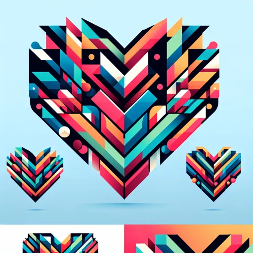 Abstract Heart Logo Design With Geometric Shapes And Vibrant Colors