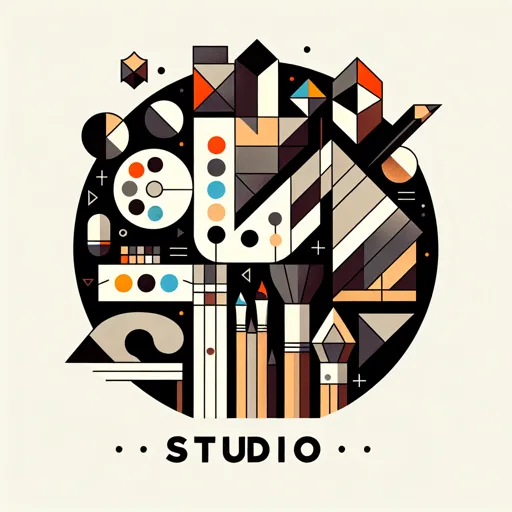 Abstract Studio Logo Design With Geometric Art Tools