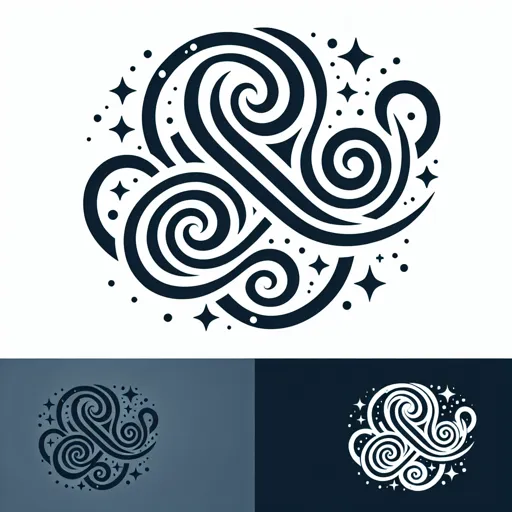 Abstract Symbol Logo Design With Swirling Lines And Stars