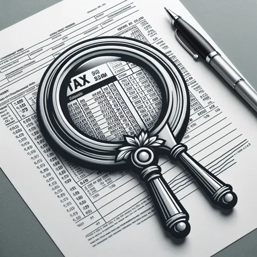 Accounting Logo With A Magnifying Glass And Tax Documents