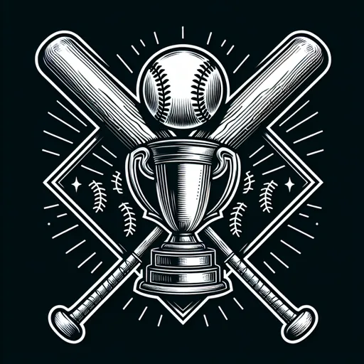 Baseball Logo Design Featuring Crossed Bats And A Championship Trophy
