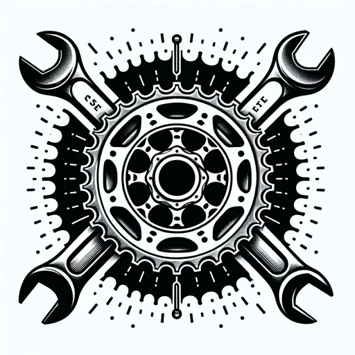 Bike Logo Design With A Chainring And Crisscrossing Wrenches