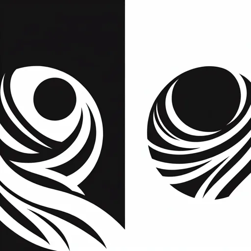 Black And White Logo Design With Contrasting Dynamic Shapes