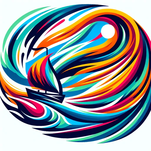 Boat Logo Design Showcasing A Vibrant, Artistic Boat And Sea