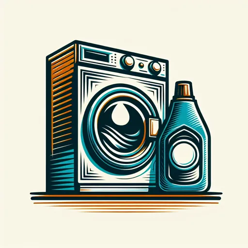 Bold Dry Cleaning Logo Design With A Washing Machine And Detergent