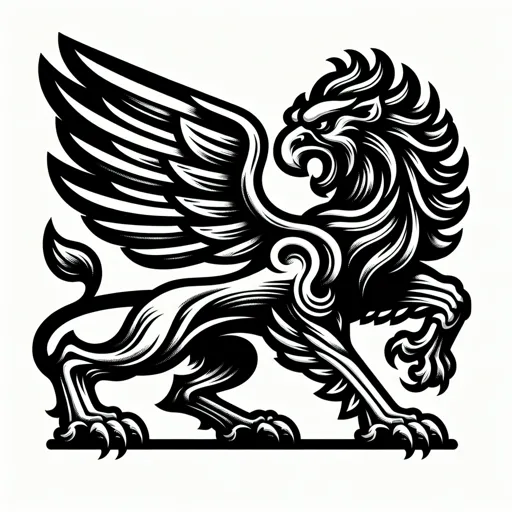 Bold Fantasy Logo Design With A Griffin In Flight