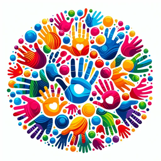 Children Logo With Colorful Handprints