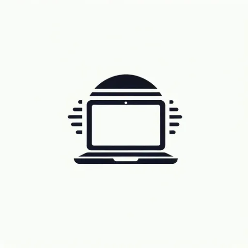Computer Logo Design With A Simple, Elegant Laptop Silhouette