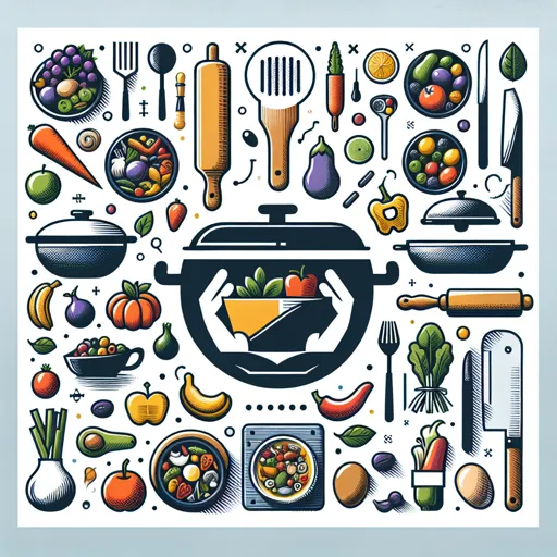 Cooking Logo Design Featuring A Modern, Artistic Food Arrangement