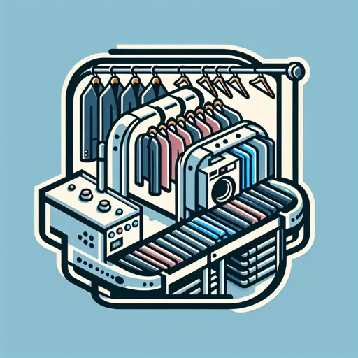 Dry Cleaning Logo Design Featuring A Garment Conveyor System