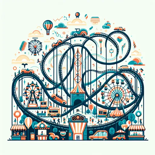 Entertainment Logo Design With A Roller Coaster And Amusement Park