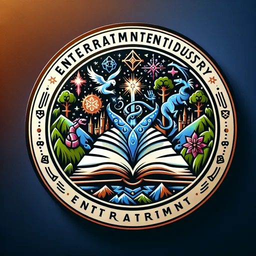 Entertainment Logo Design With An Open Book And Fantasy Elements