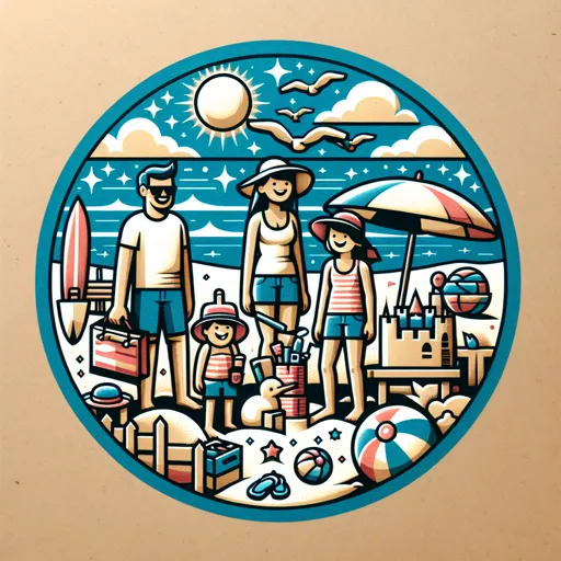 Family Logo Design Featuring A Family Enjoying A Day At The Beach