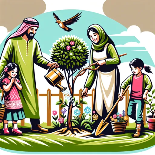 Family Logo Design Featuring A Family Planting A Garden