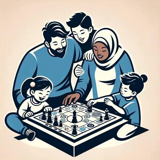 Family Logo Design Featuring A Family Playing Board Games