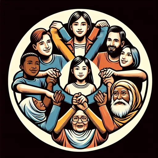 Family Logo Design Featuring A Group Of People Holding Hands In A Circle