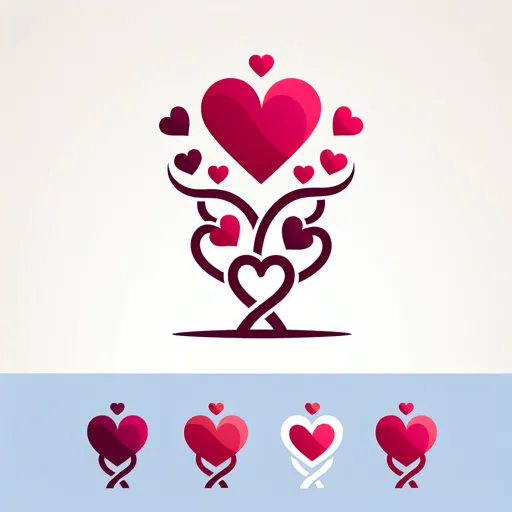 Family Logo Design Featuring Interlocked Hearts In Different Sizes