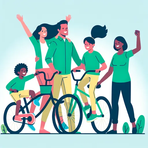 Family Logo Design Featuring Parents And Kids Riding Bicycles