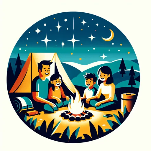 Family Logo Design With A Family Camping Under The Stars