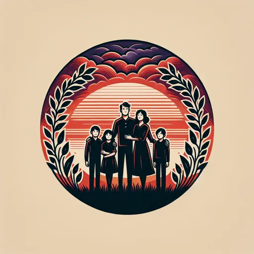 Family Logo Design With A Family Embracing Under A Sunset