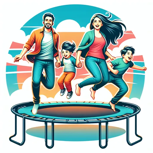Family Logo Design With A Family Jumping On A Trampoline