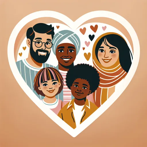 Family Logo Design With A Heart-Shaped Family Portrait