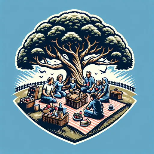 Family Logo Design With A Picnic Scene Under A Big Tree