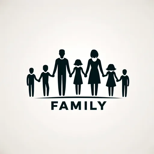 Family Logo Design With A Silhouette Of A Family Holding Hands
