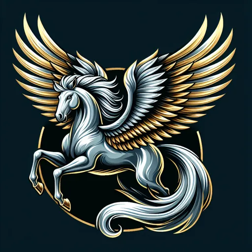Fantasy Logo Design With A Winged Horse And Golden Wings