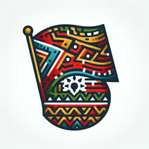 Flag Logo Design Featuring A Flag With Tribal Patterns And Colors