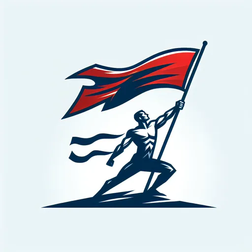 Flag Logo Design Featuring A Victory Flag In A Dramatic Pose