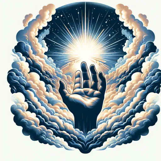 God Logo Design With A Divine Hand Reaching From The Heavens