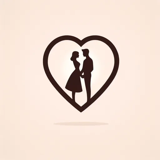 Heart Logo Design Featuring A Couple’S Silhouette Inside A Heart
