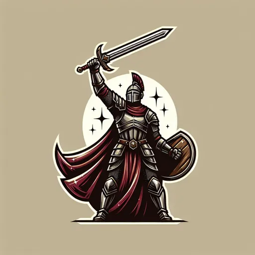 Hero Logo Design Featuring A Warrior With A Sword And Armor