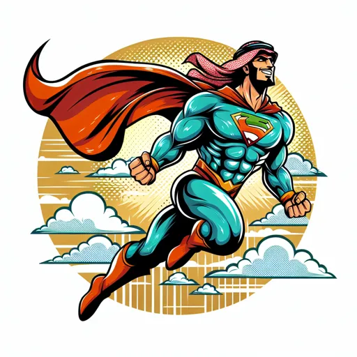 Hero Logo Design With A Comic-Style Superhero Flying Through The Sky