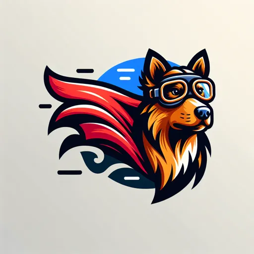 Hero Logo Design With A Heroic Dog In A Cape And Goggles
