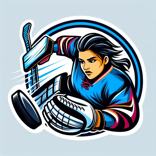 Hockey Logo Design With A Goalie Making A Glove Save