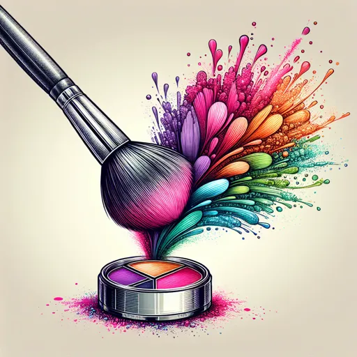 Makeup Artist Logo Design With A Makeup Brush And Colorful Powder