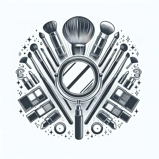Makeup Artist Logo Design With A Mirror And Makeup Tools