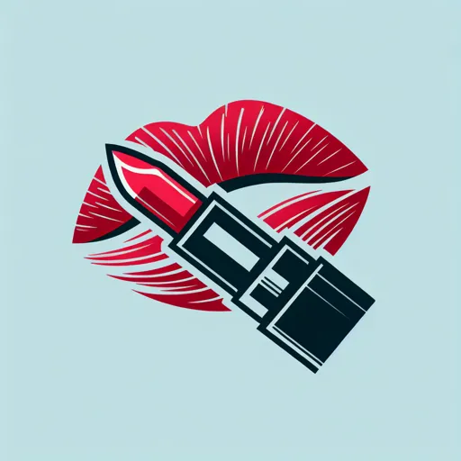 Makeup Logo Design With A Lipstick Tube And Bold Lip Print