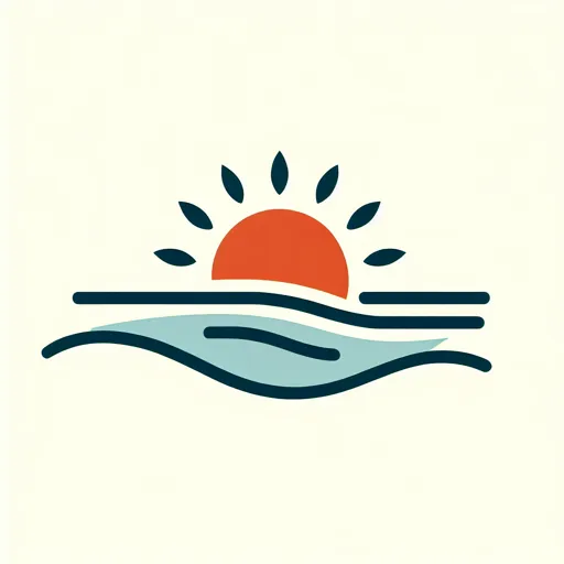 Minimalist Light Logo Design Featuring A Sun Rising Over A Horizon