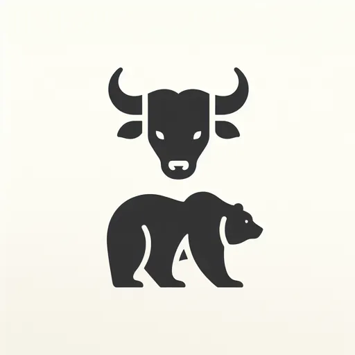 Minimalist Stock Logo Design Featuring A Bull And Bear Silhouette