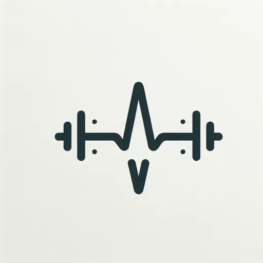Minimalist Workout Logo Design With A Barbell And Heartbeat Line