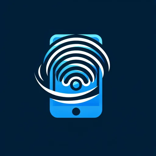 Mobile Logo Design Featuring A Stylized Mobile Phone With Waves