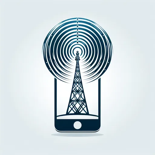 Mobile Logo Design With A Signal Tower And Wireless Waves