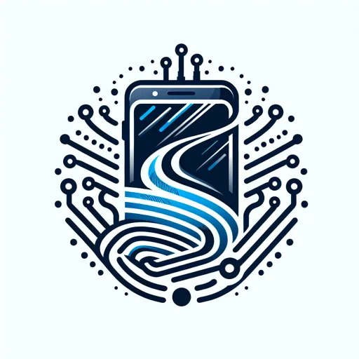 Mobile Logo Design With A Stylized Smartphone And Digital Waves