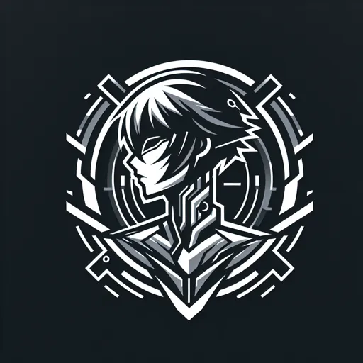Modern Anime Logo Design With A Sleek, Abstract Character And Geometric Shapes